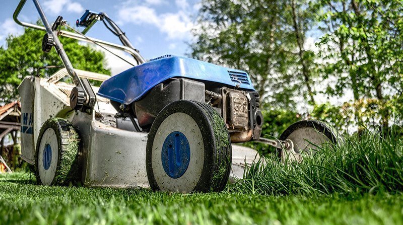 cutting wet grass