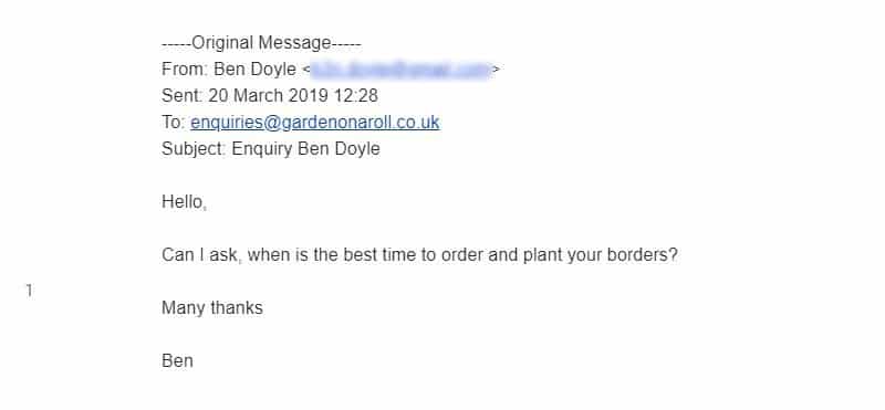 garden on a roll enquiry